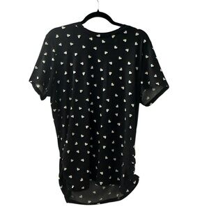 Free kisses Size 2X Black Ribbed Top with White Hearts Short Sleeve Shirt